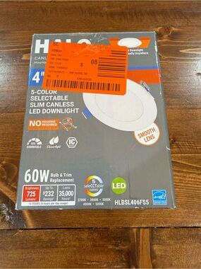 Halo 4" Slim Canless LED Downlight - Gray and White Packaging